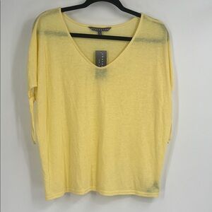 Sharagano Lemon Meringue Short Sleeve Womens Top Size Large